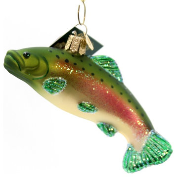 Old World Christmas 2.0 Inches Tall Rainbow Trout Glass Gone Fishing 12096