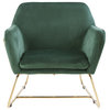 Keira Velvet Accent Chair With Metal Base, Green