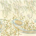 Mural Sources - Modern Wallpaper Mural Kimono, Full Size - Modern Wallpaper Mural Kimono is a Chinoiserie mural inspired by modern Art Deco Japanese design. Flowing branches blow on a gentle breeze while a uniquely stylized river swirls below. Mural has 11 panels before repeating, covering 33 linear feet. Use as a mural around a room. Each panel is 36" wide by 112" tall. Design height: 112". Printed on MuralPro wallpaper.
