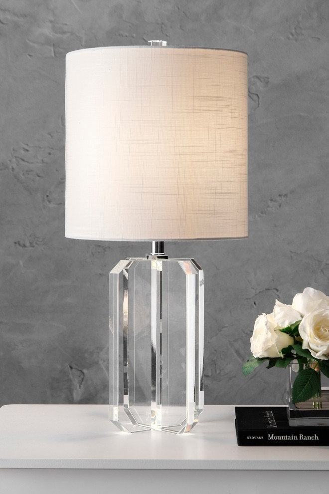 Nuloom 25" Claire Crystal Croix Linen Shade Clear, 3-Way Switch Table ...