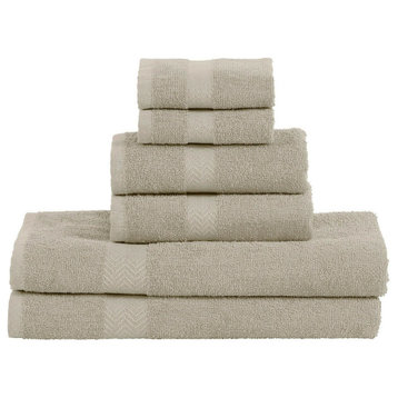 6 Piece Ultra Soft Washcloth Bath Towel Set, Silver