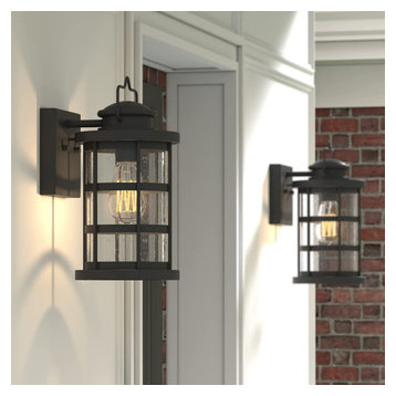 2 pack vintage wall lantern sconce with seeded glass black exterior lighting