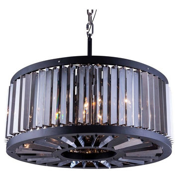 1203 Chelsea Collection Pendent Lamp, Mocha Brown, Silver Shade/Gray