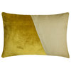 Green Velvet Linen 12"x22" Lumbar Pillow Cover Block, Velutinous Chartreuse