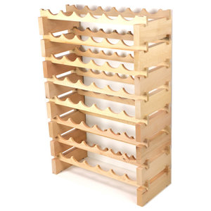 Modular Wine Rack Beech Wood 48-144 Bottle Capacity Storage 12 Bottles Across up to 12 Rows Stackable Newest Improved Model