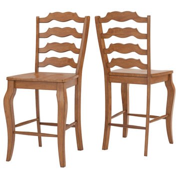 Arbor Hill French Ladder Back Counter Chair, Set of 2, Oak