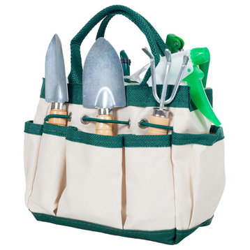 7 Piece Gardening Tool Set Mini Planting, Repotting Kit, Carrying Tote Bag