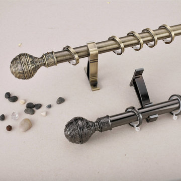 QYR62 1-1/8" Coree 28mm Diameter Steel Curtain Rod Set With Ball Finial