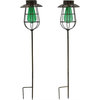 Sunnydaze Patina Solar LED Lantern with Vintage-Style Bulb - Green - Set of 2