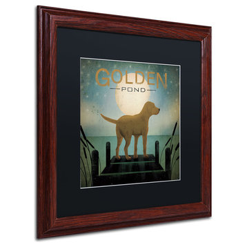'Moonrise Yellow Dog Golden Pond' Matted Framed Canvas Art by Ryan Fowler