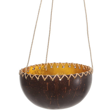NOVICA Clean Environment, Coconut Shell Hanging Planter