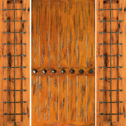 Entry Prehung Door with Two Sidelites, Knotty Alder, Clavos - Front Doors