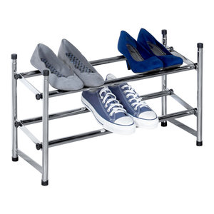 Sunbeam Shoe Rack 2 Tier Expandable Chrome Contemporary Shoe Storage By Home Basics