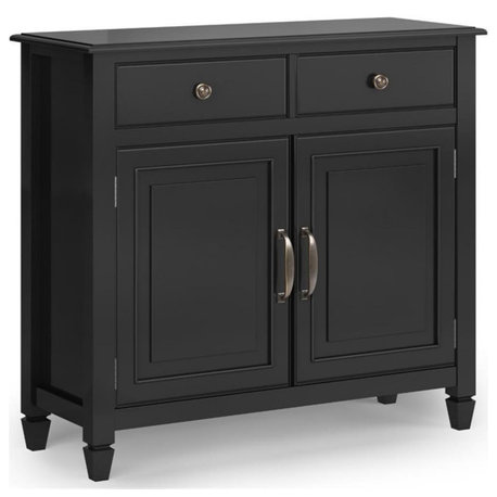 Connaught 40 inch Wide Solid Wood Traditional Entryway Storage Cabinet in Black