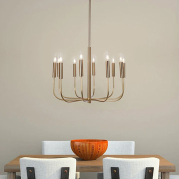 Large Gold Candelabra Style Chandelier, 9-Light Hanging Light Fixture