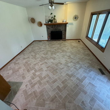 Radiant Heated Herringbone Tile Floor