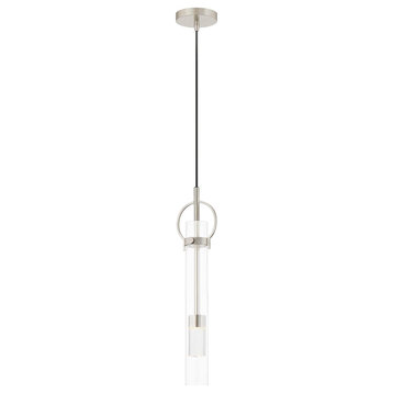 Chloe LED Tall Pendant, Clear Glass, Brushed Nickel Finish