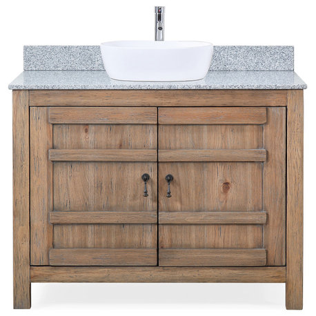 42" Natural Wood Single Sink Lindor Bath Vanity, White Quartz Top