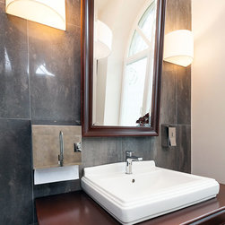 Custom size mirror with espresso brown frame - Bathroom Mirrors