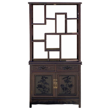 Brown Oriental Two Sided Display Curio Cabinet Room Divider Hcs6113