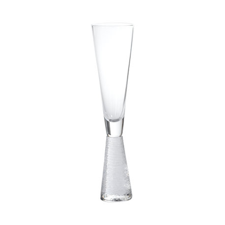9.75" Tall "Livogno" Glass Champagne Flute on Hammered Stem, Set of 4