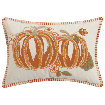 Pumpkin Duo Embroidered Pillow