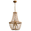 4-Light Farmhouse Chandelier With Jute Rope and Crystal Shade