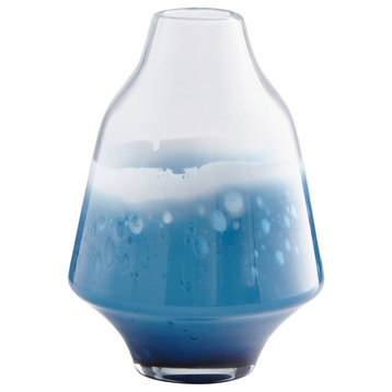 Medium Water Dance Vase in Clear And Cobalt