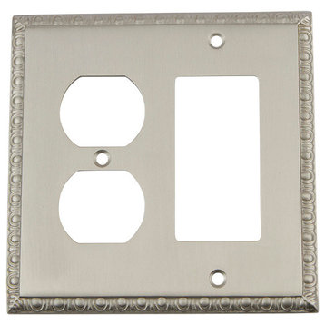 NW Egg & Dart Switch Plate With Rocker and Outlet, Satin Nickel