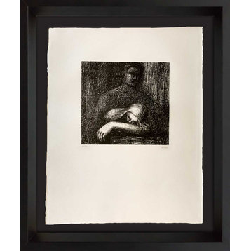 Henry MOORE - HAND SIGNED Lithograph ORIGINAL "Lullaby Sleeping..." XL w/Frame