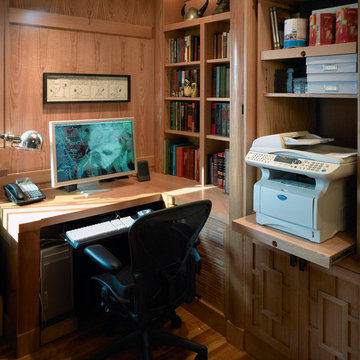 A client's workstation with the printer cabinet open