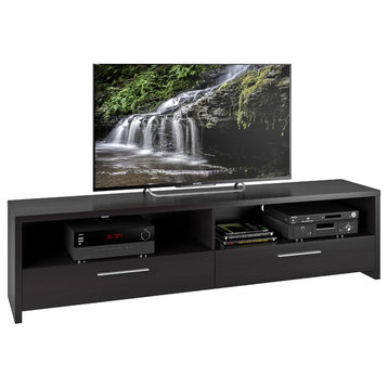 CorLiving Fernbrook TV Stand in Black Faux Wood Grain Finish, 75"