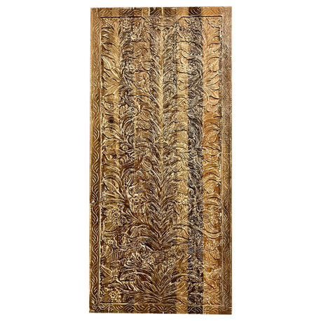Consigned Tree Of Dreams Carved Sliding Barn Door Vintage Double Doors 96
