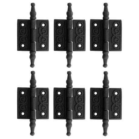 Victorian Door Butt Hinge Steeple Tip Wrought Iron 2" W Antique Design Set of 6
