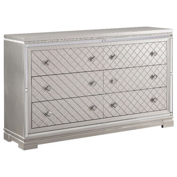 Coaster Eleanor Contemporary 6-Drawer Wood Dresser in Silver