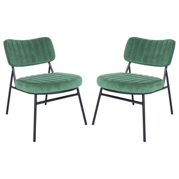 Marilane Velvet Accent Chair, Metal Frame Set of 2, Turquoise