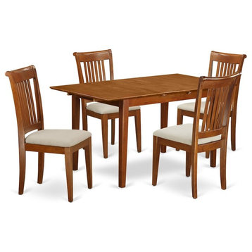 5-Piece Small Kitchen Table Set, Table, Leaf and 4 Dining Chairs With Cushion