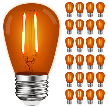 Luxrite 24-Pack S14 Edison LED Orange Light Bulb String Light 0.5W E26