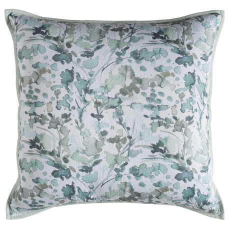 Naida 26"x26" Euro Sham, Sea Foam/White/Aqua