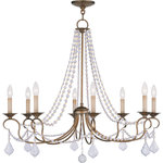 Livex Lighting - Livex Lighting 6518-48 Pennington - Eight Light Chandelier - Canopy Included.  Canopy DiametPennington Eight Lig Antique Gold Leaf Cl *UL Approved: YES Energy Star Qualified: n/a ADA Certified: n/a  *Number of Lights: Lamp: 8-*Wattage:60w Candelabra Base bulb(s) *Bulb Included:No *Bulb Type:Candelabra Base *Finish Type:Antique Gold Leaf