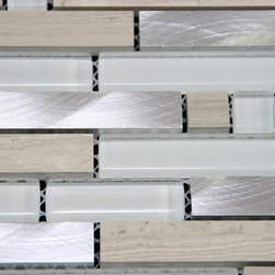 Glossy White & Beige Marble & Silver Aliminum Authentic Glass Mosaic Tiles Colle - Home Accessories & Decor