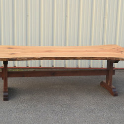 Live Edge Sycamore Dining Table with Trestle Base - Dining Tables