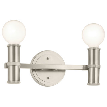 Torche 2 Light Wall Mt Bath 2 Arm, Champagne Bronze, Brushed Nickel