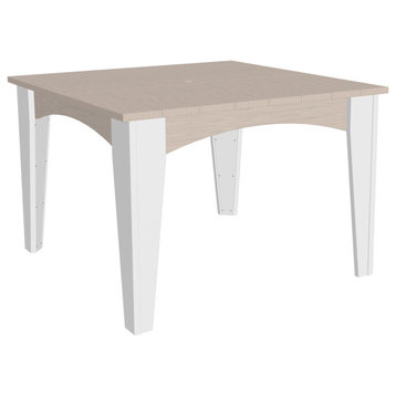 Poly Island Dining Table, Birch & White, 44" X 44"