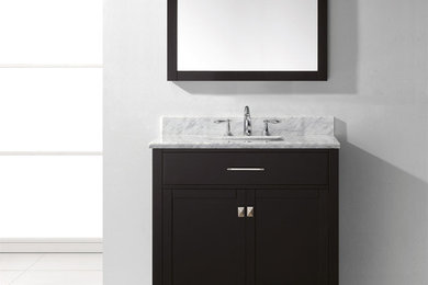 Caroline 36" Single Bathroom Vanity in Espresso with Marble Top and Square Sink