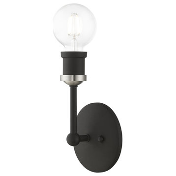 Livex 14429-04 1 Light Black With Brushed Nickel Accents ADA Vanity Sconce