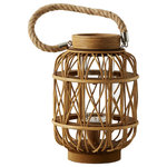 Serene Spaces Living - Serene Spaces Living Wood Chinese Candle Lantern, 7.5" Diameter & 10.25" Tall - Our decorative natural wood candle lantern creates an aura of fresh nature, adding a gorgeous touch and romantic ambiance to your home. This beautifully designed lantern is composed of natural wood, glass insert and features a charming rope handle attached at the top that completes the rustic look. Place a 2-inch diameter pillar candle inside our striking wooden lantern to cast your space in a warm glow. Use this design as a centerpiece in the dining room, living room, special events, wedding, Christmas, or holidays. Sold individually, the lantern measures 7.5" Diameter & 10.25" Tall. Please note: There will be variations in color, and natural imperfections in the wood.You can count on quality, design, and manufacturing when you order from Serene Spaces Living products, where we curate everything with love.