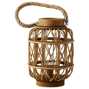Serene Spaces Living Wood Chinese Candle Lantern, 7.5" Diameter & 10.25" Tall