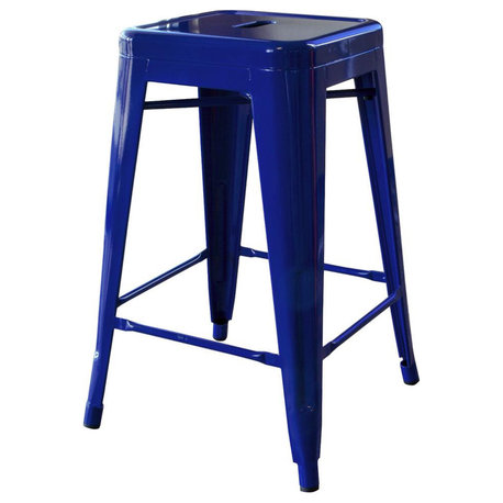 AmeriHome Loft Blue 24 in. Metal Bar Stool - 3 Piece