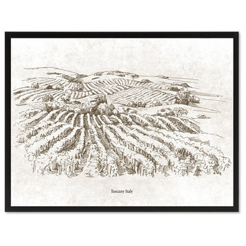Tuscany Italy Winery Print on Canvas with Picture Frame, 7"x10"